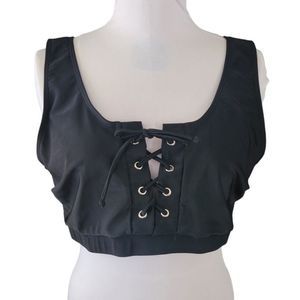 Criss Cross Front Black Bikini Top 2XL